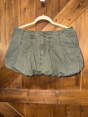 Witty Fox bubble hem utility Mini Skirt  Olive Green Size 7